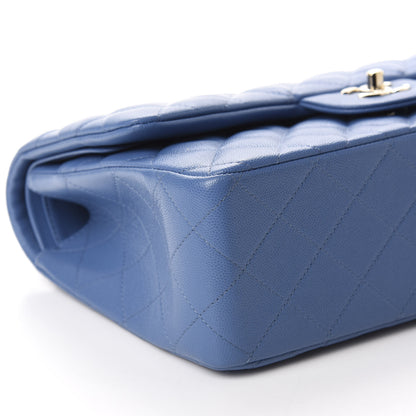 Chanel Caviar Quilted Jumbo Double Flap Blue 6 of 10