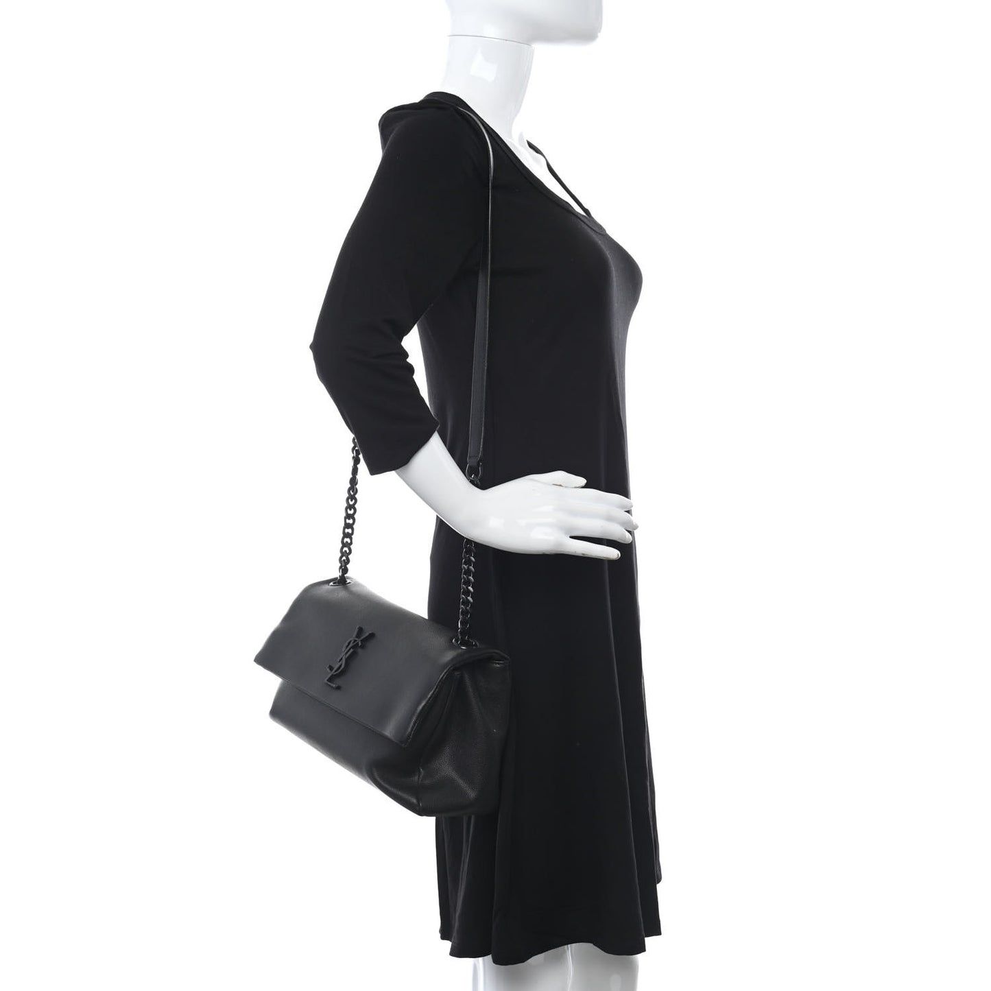 Grain De Poudre Medium West Hollywood Monogram Fold-Over Black