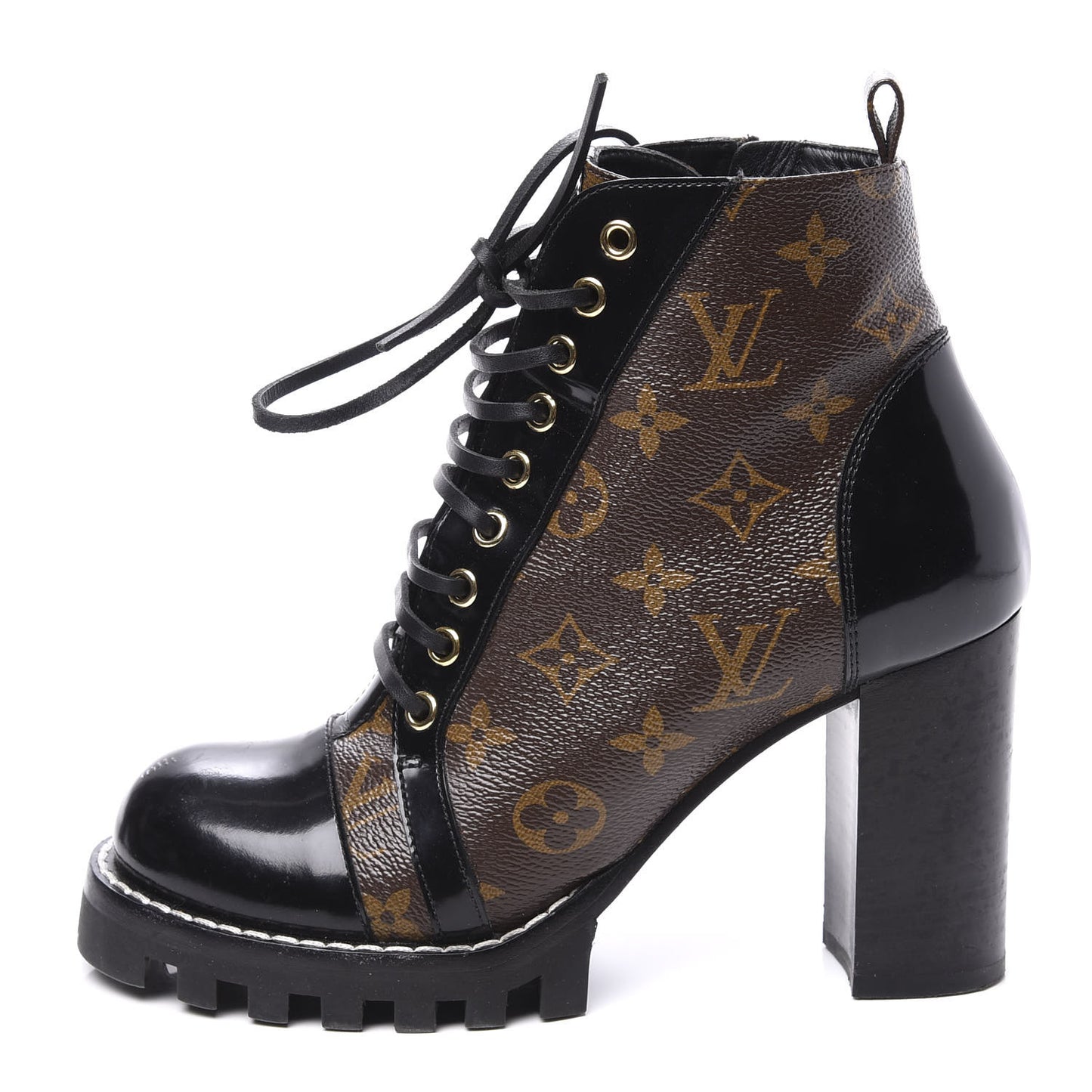 Patent Calfskin Monogram Star Trail Ankle Boots 38.5 Black
