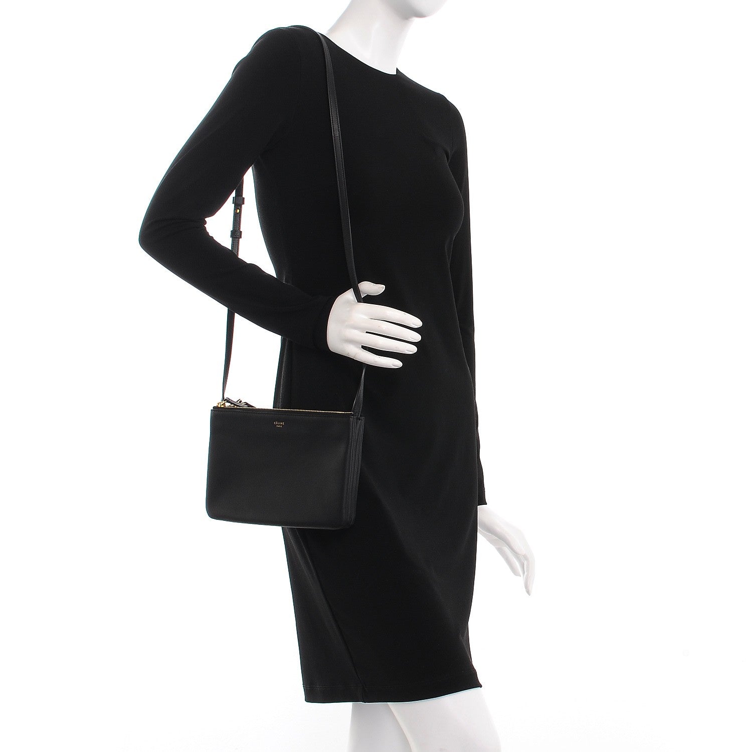 Celine Lambskin Small Trio Crossbody Bag Black 2 of 10