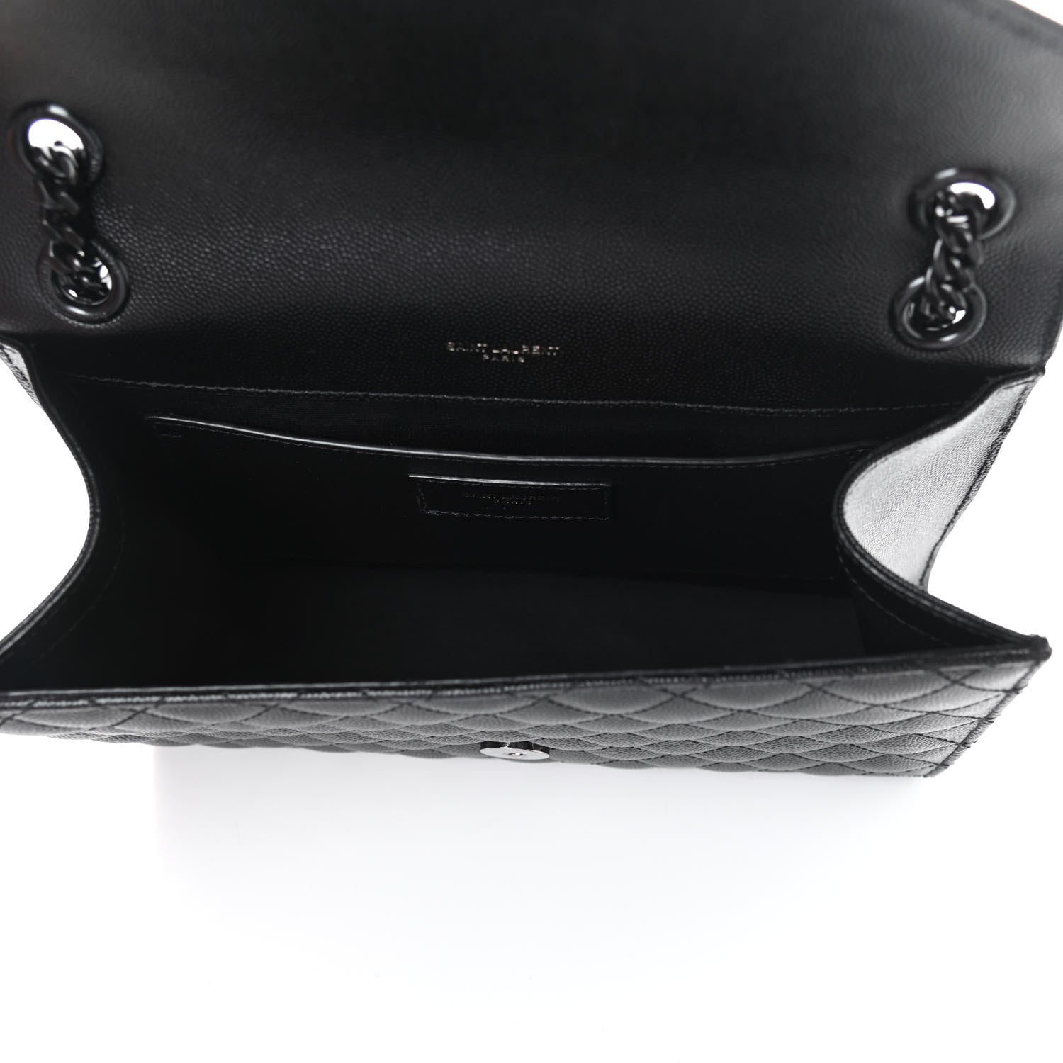 Saint Laurent Grain De Poudre Textured Mixed Matelasse Triquilt Medium Monogram Satchel Black 5 of 10