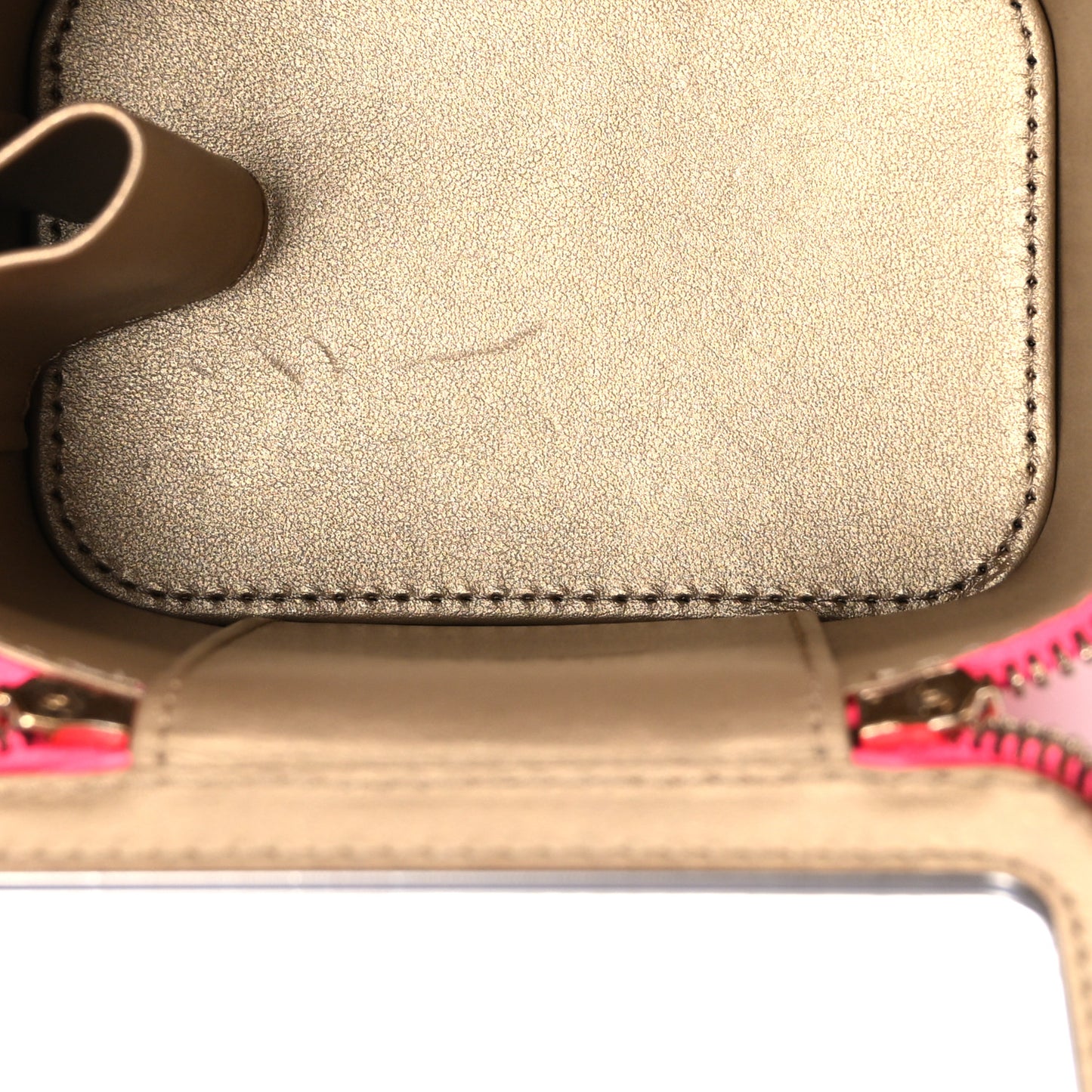 Patent Quilted Pearl Crush Mini Vanity Case With Chain Neon Pink