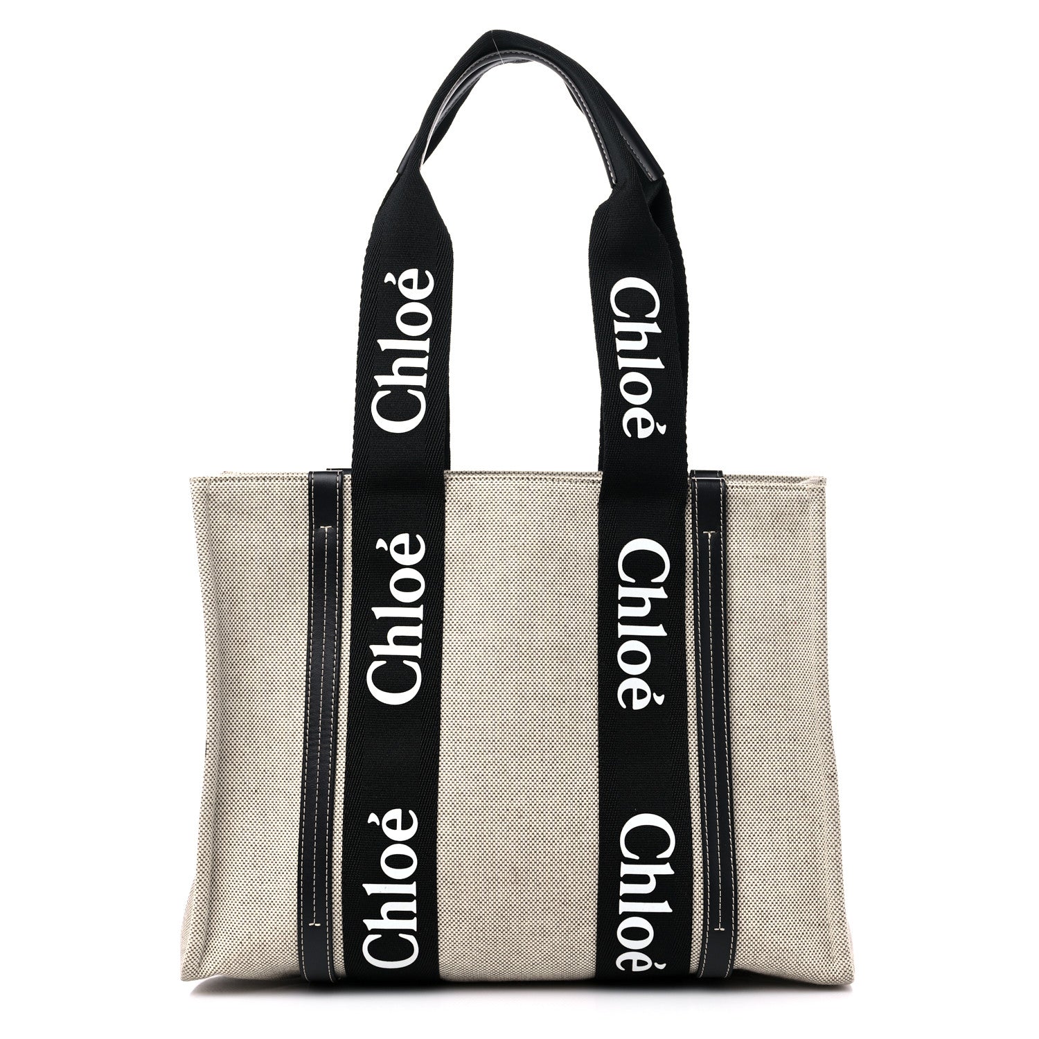 Chloe Cotton Calfskin Medium Woody Ribbon Tote Black Blue 1 of 11