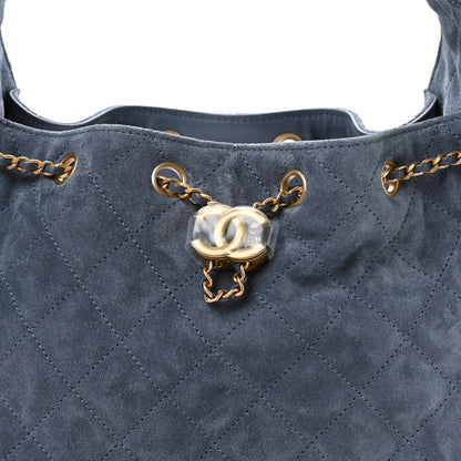 Chanel Suede Quilted Small Chanel 25 Handbag Blue 8 of 11