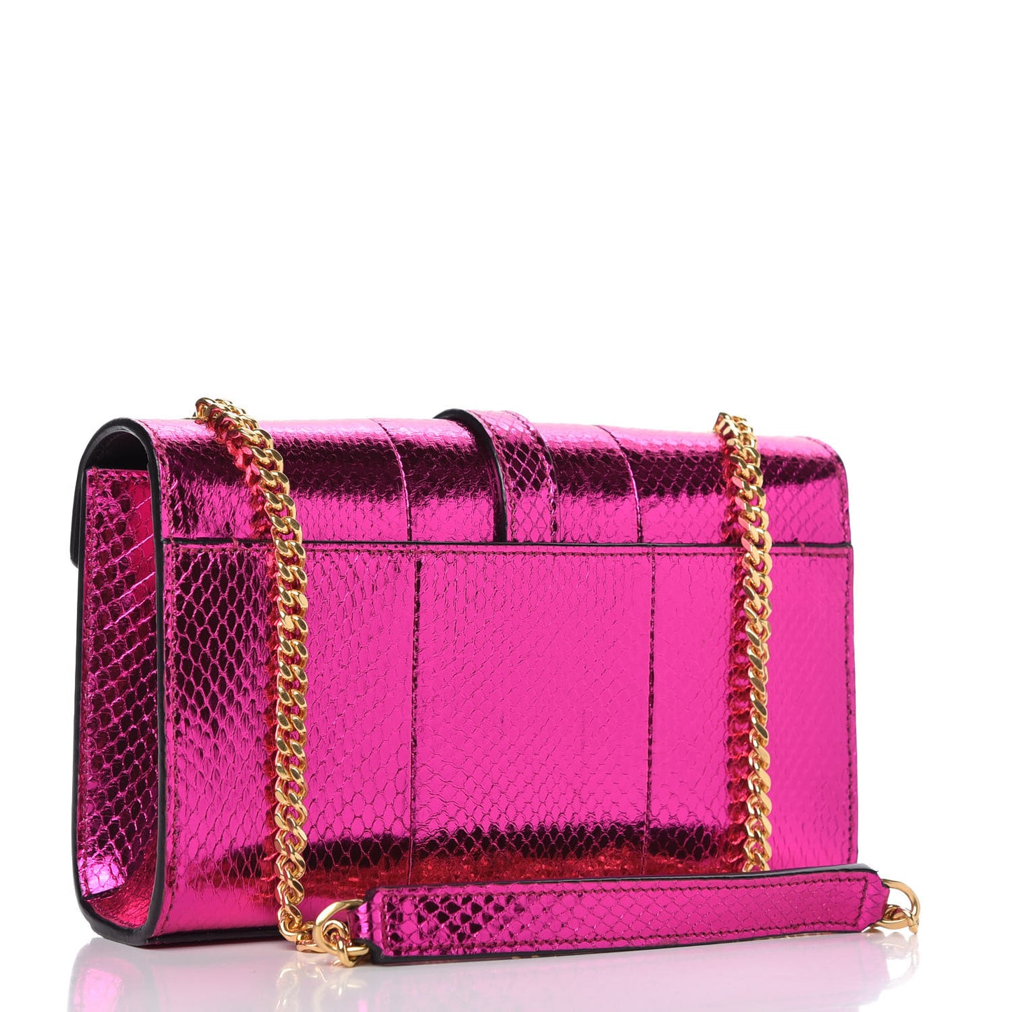 Metallic Ayers Monogram Shoulder Bag Shiny Fuxia