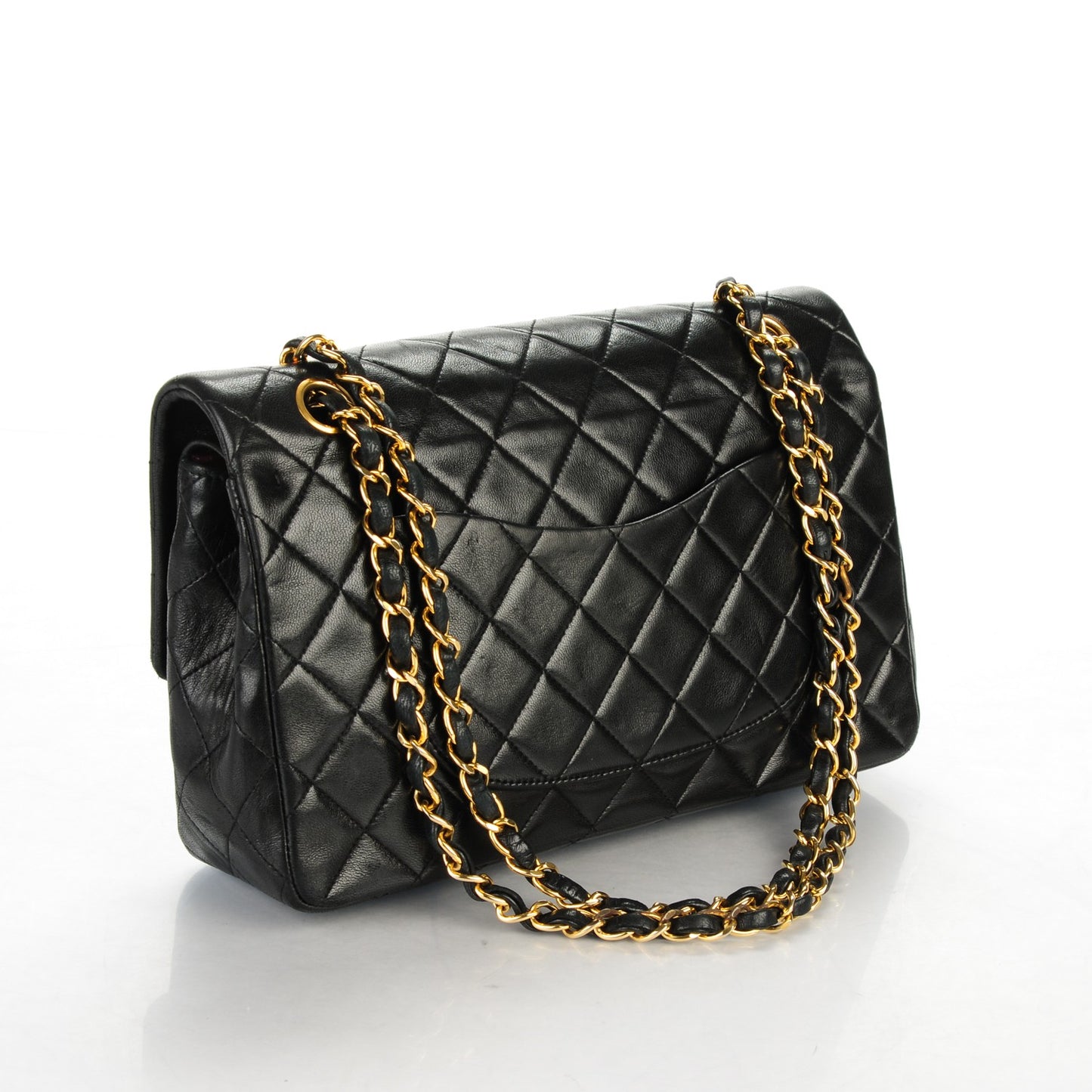Lambskin Quilted Medium Double Flap Black