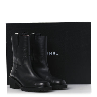 Chanel Calfskin CC Ankle Boots 39.5 Black 11 of 11
