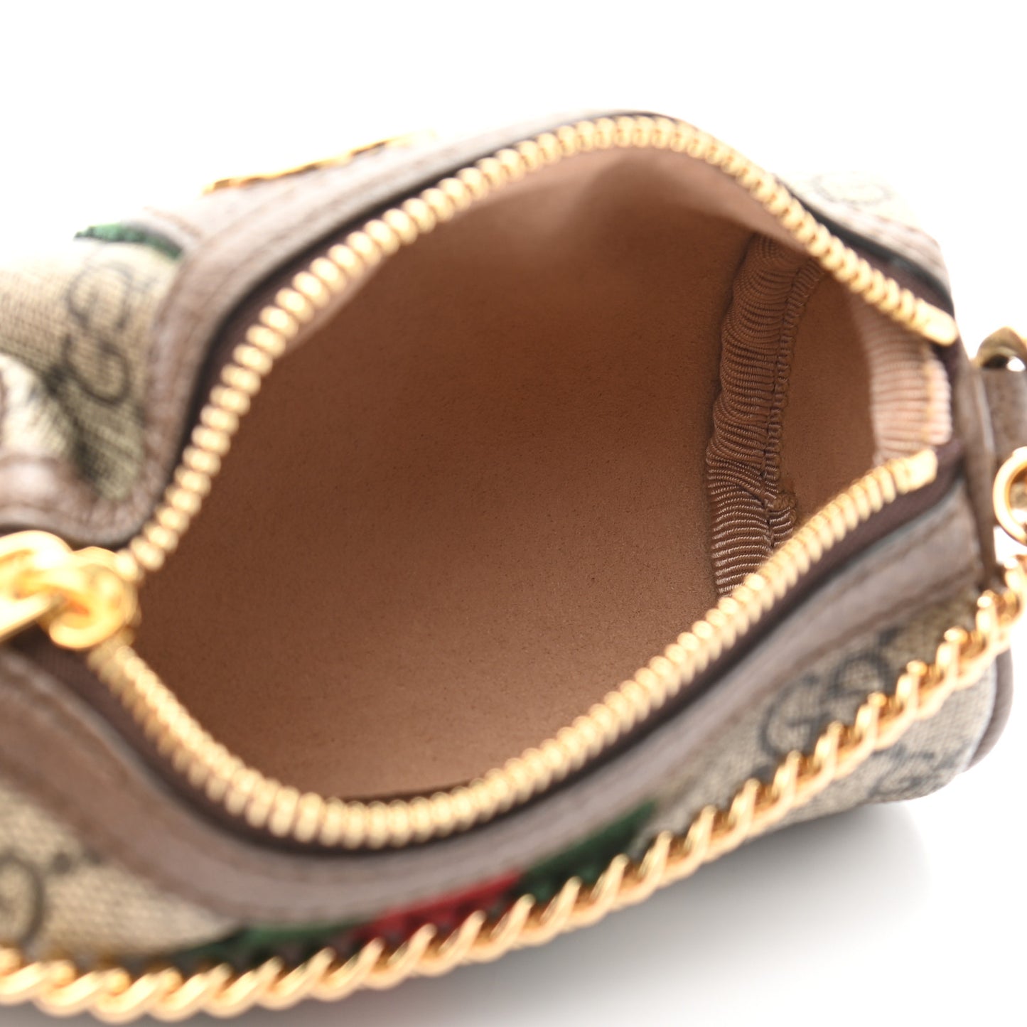 GG Supreme Monogram Web Ophidia Barrel Coin Purse Beige New Acero