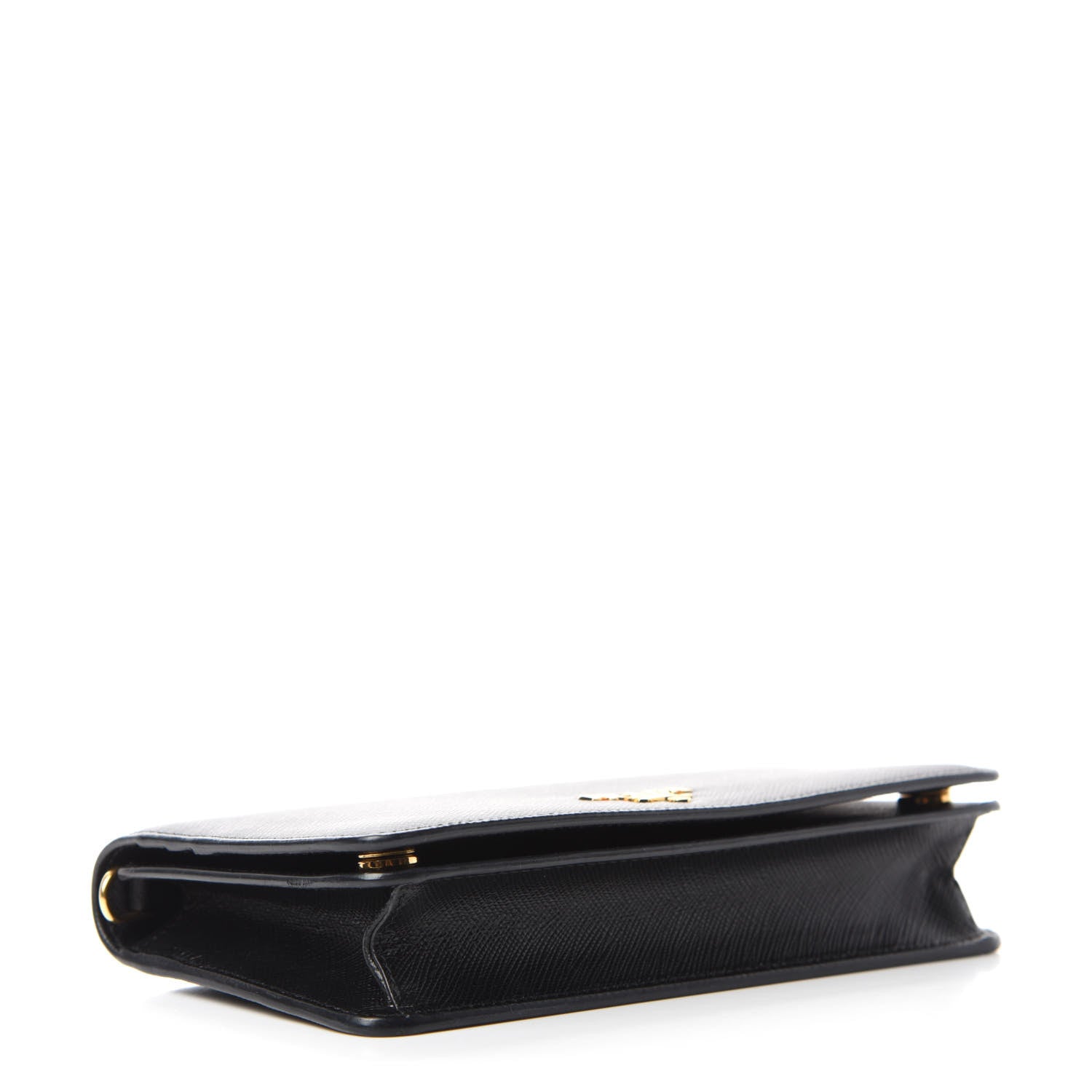 Prada Saffiano Metal Phone Wristlet Crossbody Wallet Black 4 of 9