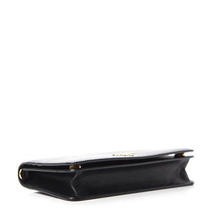 Prada Saffiano Metal Phone Wristlet Crossbody Wallet Black 4 of 9