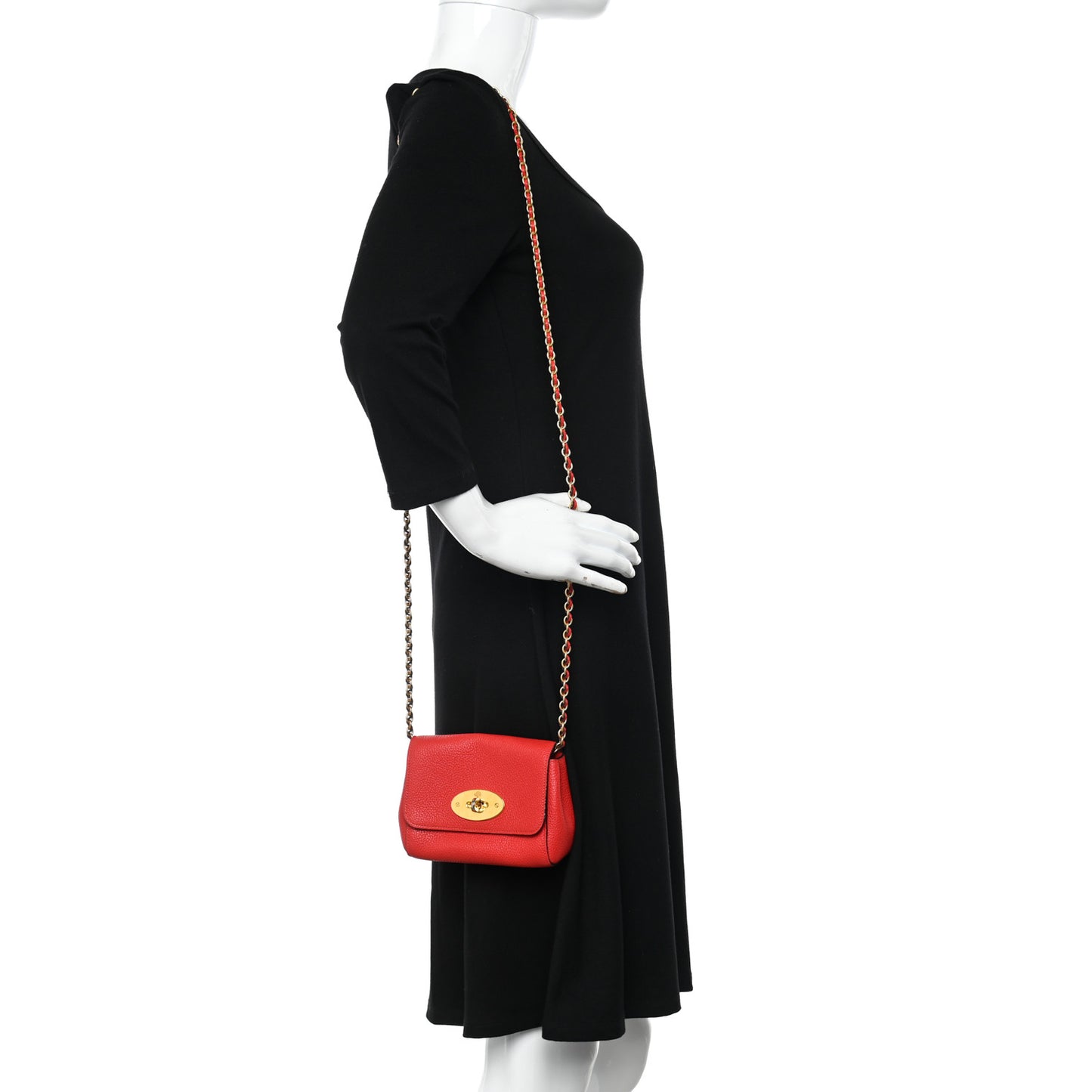 Classic Grain Calfskin Mini Lily Fiery Red