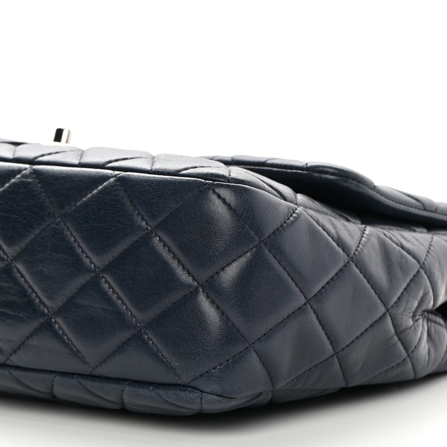 Lambskin Quilted Jumbo Single Flap Navy