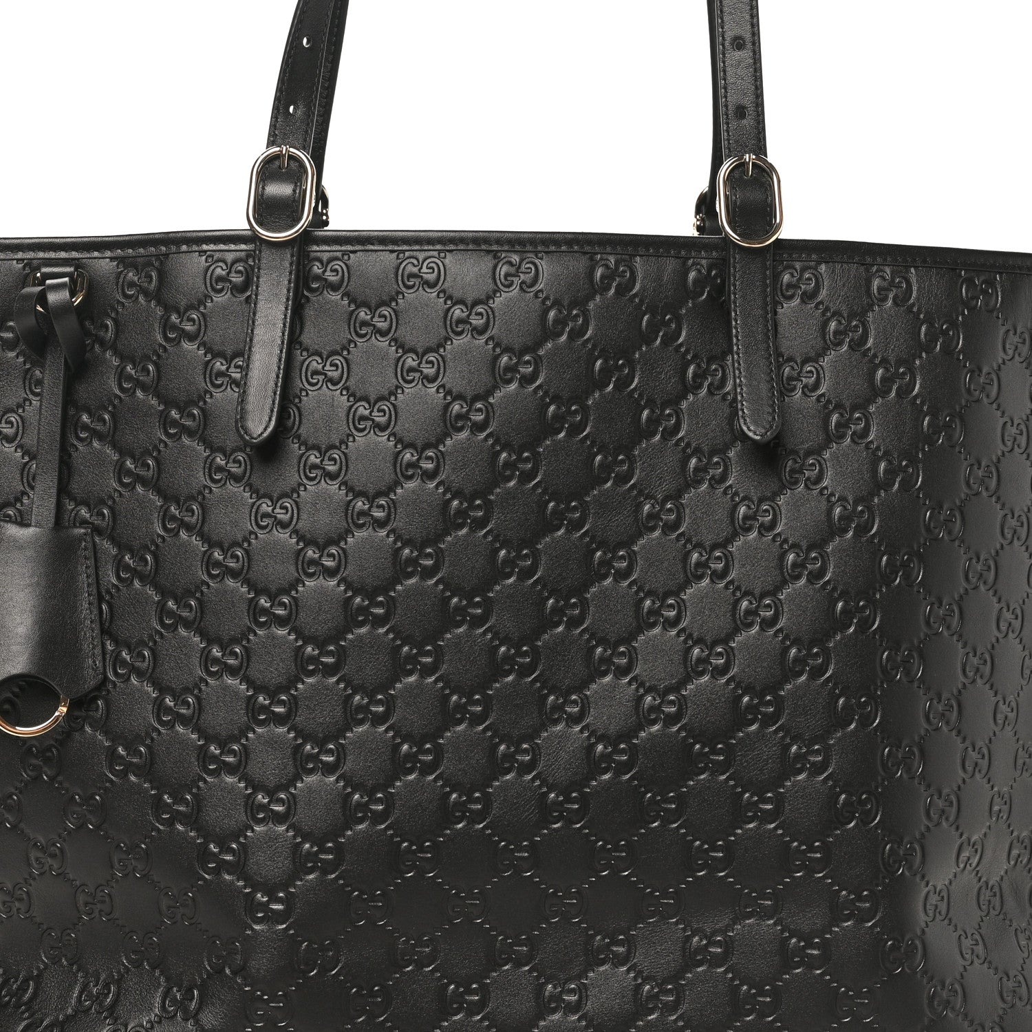 Gucci GG Calfskin Embossed Emblem Large Tote Bag Black 7 of 9