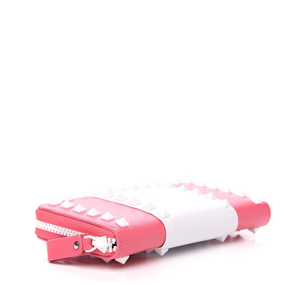 Valentino Garavani Vitello Colorblock Free Rockstud Zip Around Wallet Shadow Pink White 3 of 8