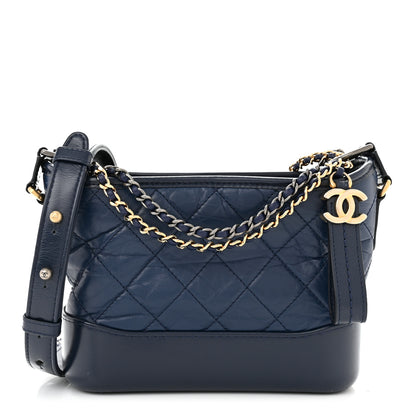Chanel Aged Calfskin Quilted Small Gabrielle Hobo Navy 1 of 12