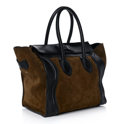 Celine Suede Smooth Calfskin Mini Luggage Olive 3 of 12