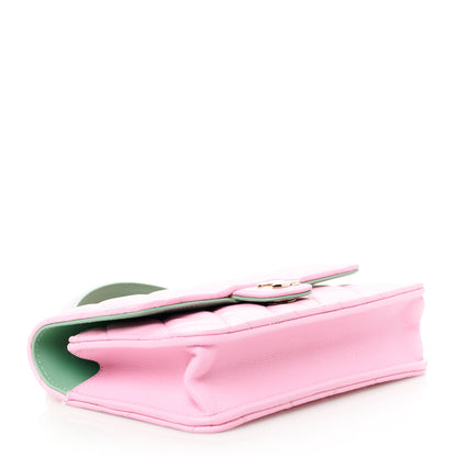 Chanel Lambskin Quilted Flap Phone Holder With Chain Pink Green 4 of 12