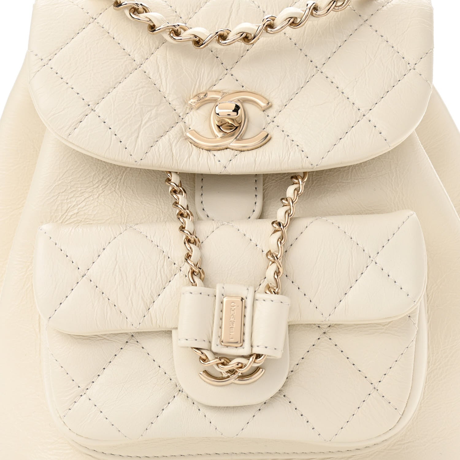 Chanel Glazed Aged Calfskin Quilted Small Duma Drawstring Backpack White 8 of 12