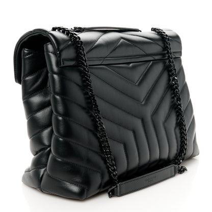 Saint Laurent Calfskin Y Quilted Monogram Monochrome Medium Loulou Chain Satchel Black 3 of 11