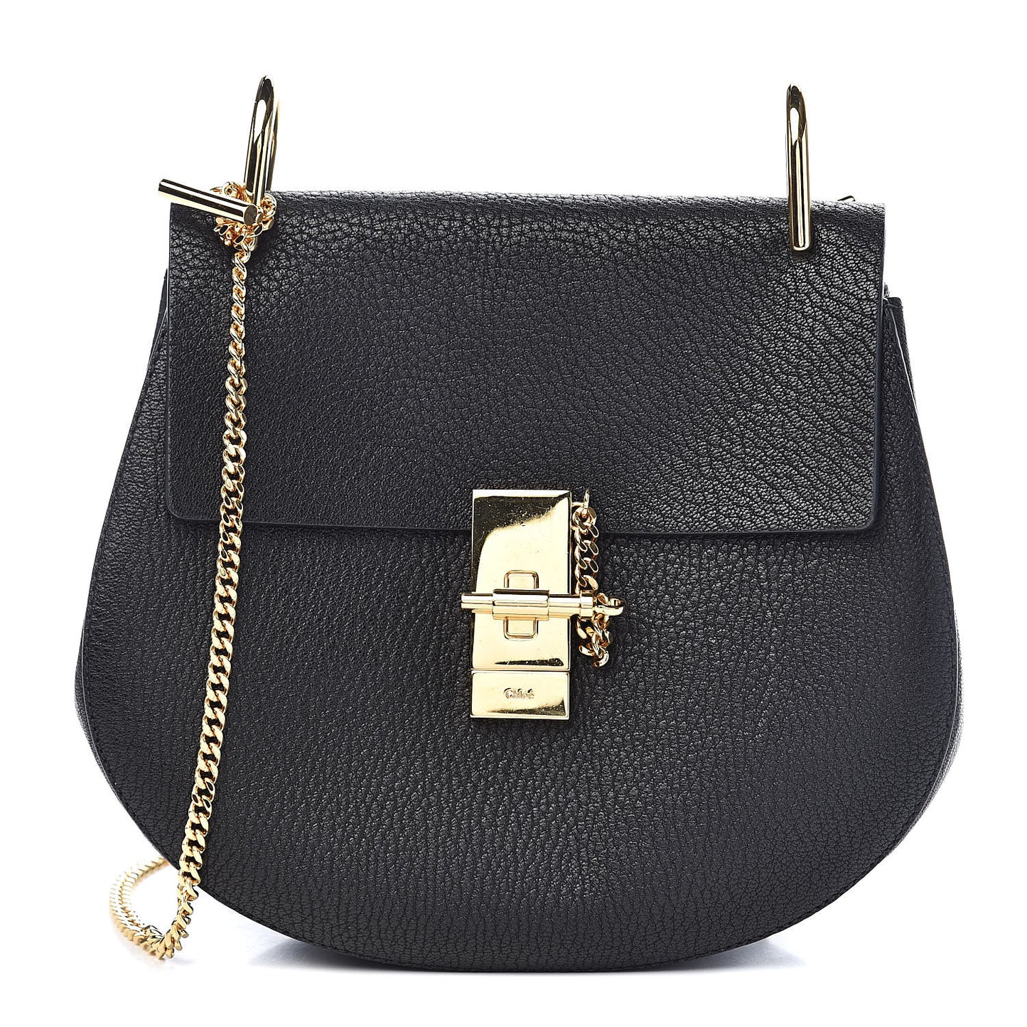 Grained Lambskin Drew Shoulder Bag Black