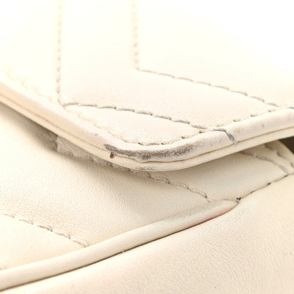 Gucci Calfskin Matelasse Super Mini GG Marmont Shoulder Bag White 13 of 17