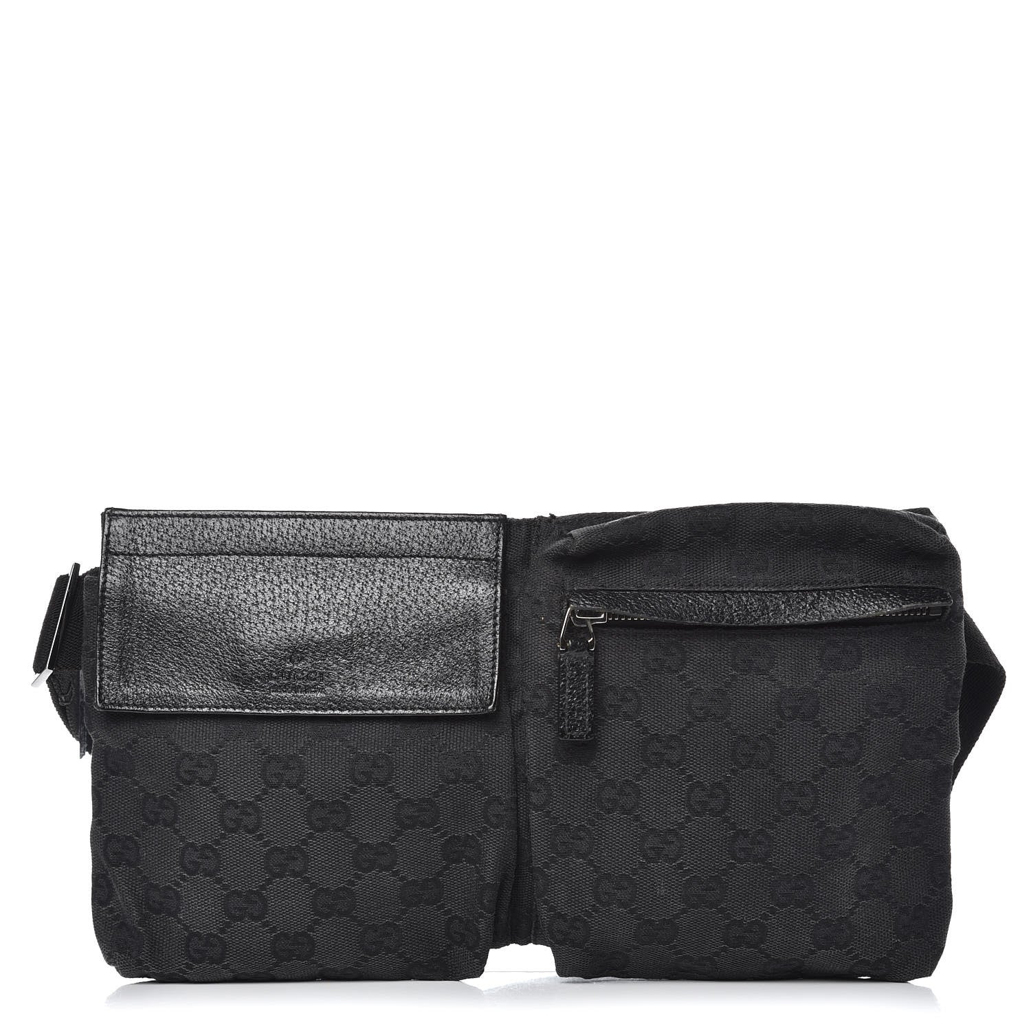 Gucci GG Monogram Double Pocket Belt Bag Black 1 of 12