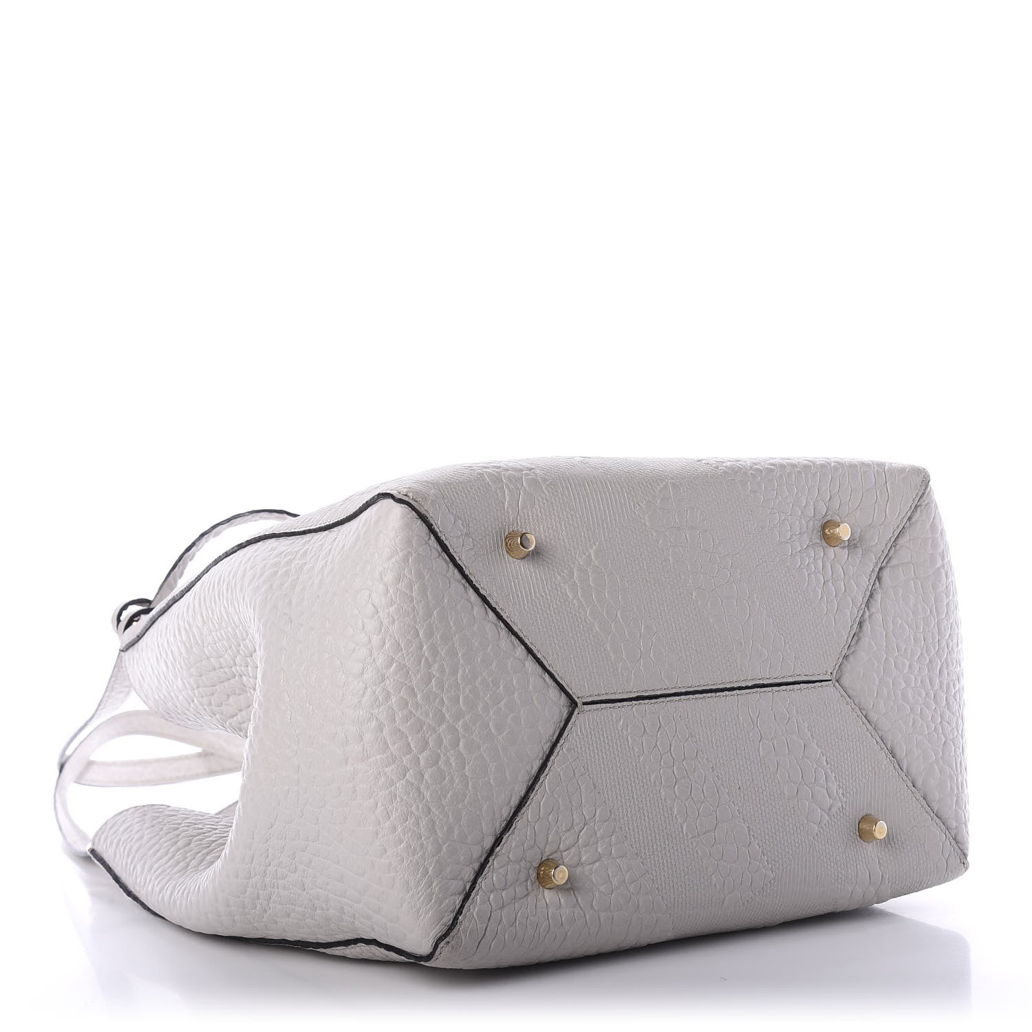 Burberry Signature Grain Calfskin Check Embossed Small Canterbury Tote Stone White 5 of 12