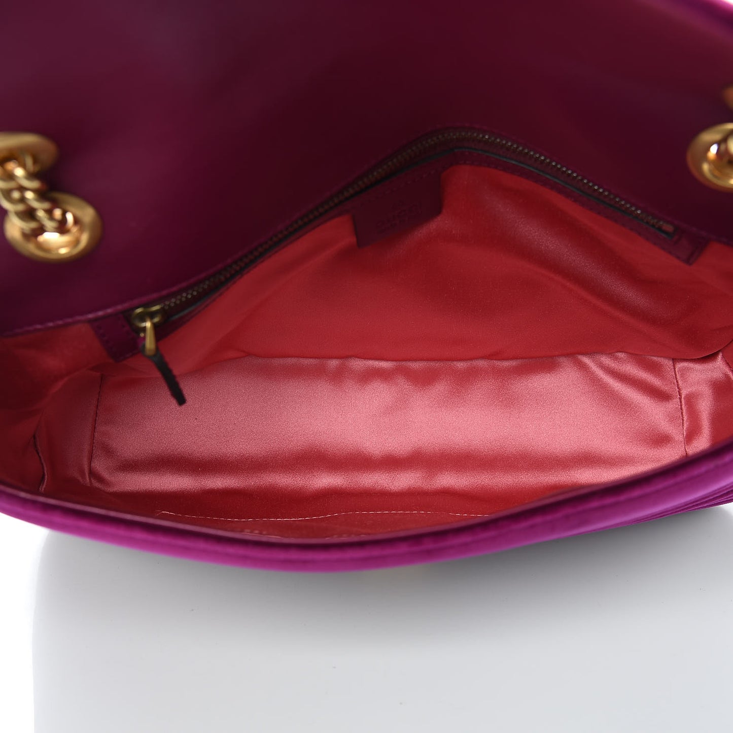Velvet Matelasse Medium GG Marmont Shoulder Bag Fuchsia Violet Cyclamen