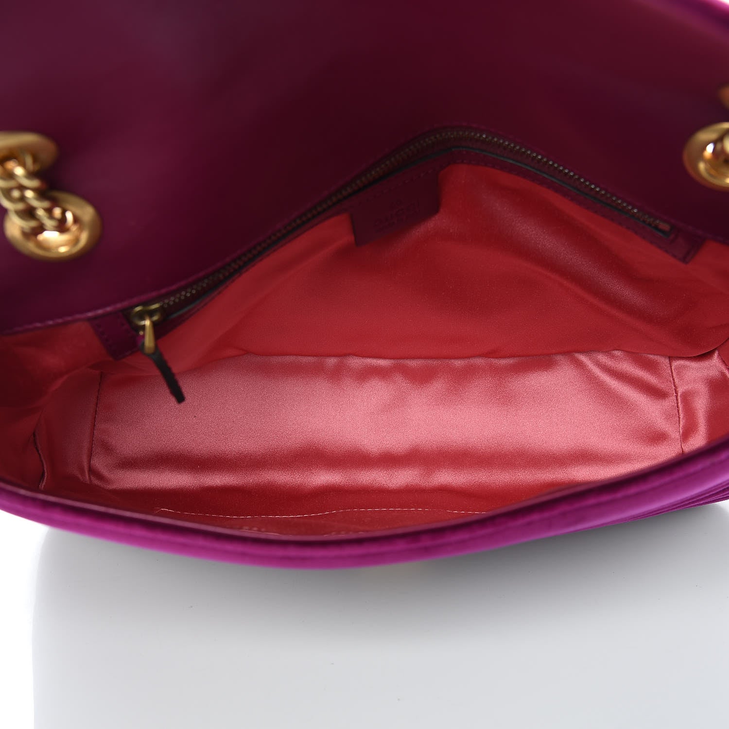 Gucci Velvet Matelasse Medium GG Marmont Shoulder Bag Fuchsia Violet Cyclamen 7 of 10
