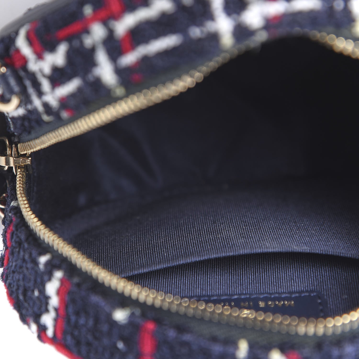 Chanel Tweed Quilted Round Filigree Clutch With Chain Navy Blue 5 of 10