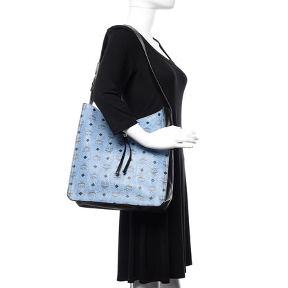 MCM Visetos Calfskin Drawstring Shoulder Bag Munich Blue 2 of 10
