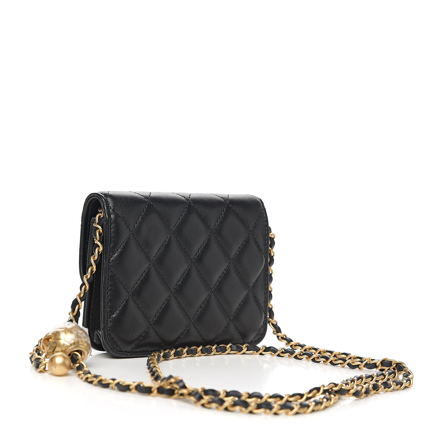 Chanel Lambskin Quilted Pearl Crush Clutch With Chain Black 2 of 8