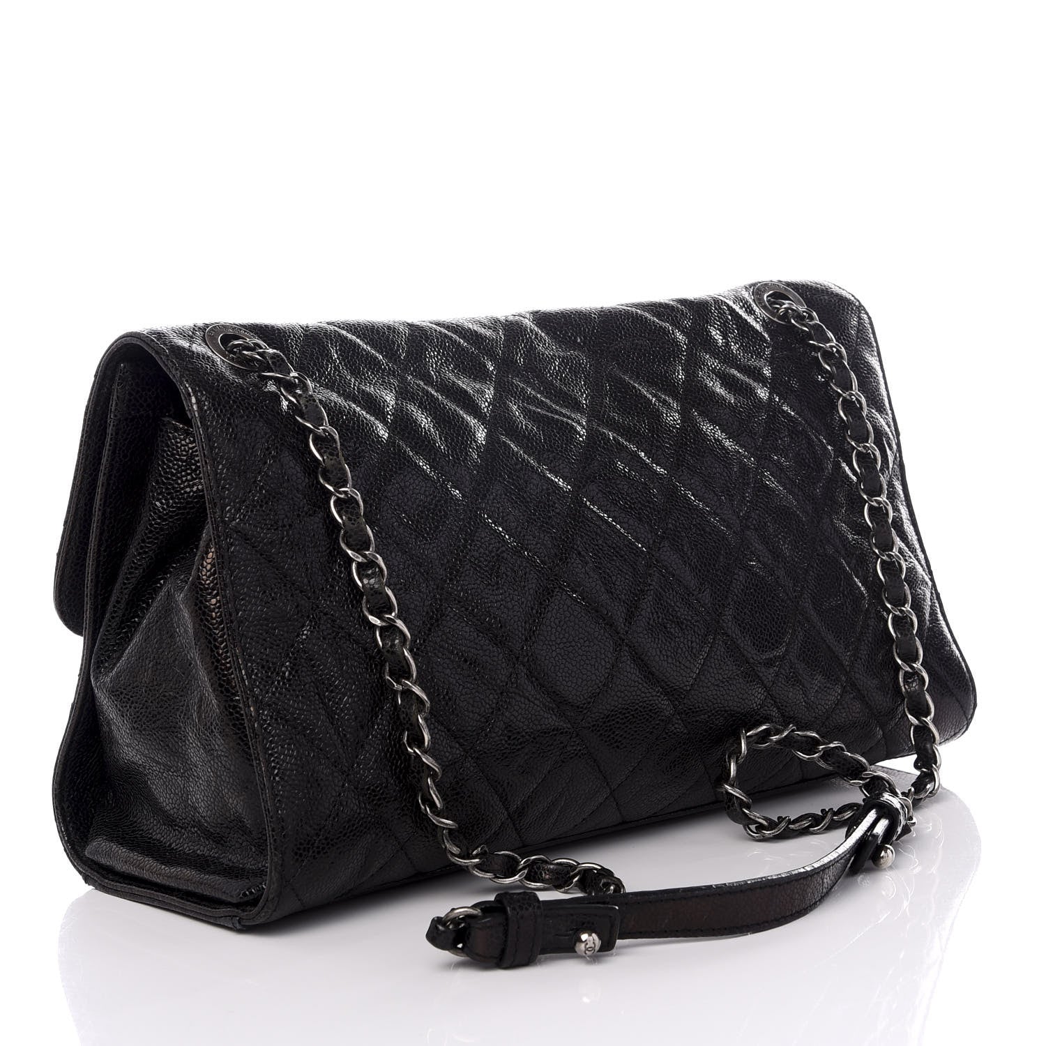 Chanel Crumpled Grained Calfskin Jumbo CC Crave Flap Black 2 of 8