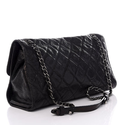 Chanel Crumpled Grained Calfskin Jumbo CC Crave Flap Black 2 of 8