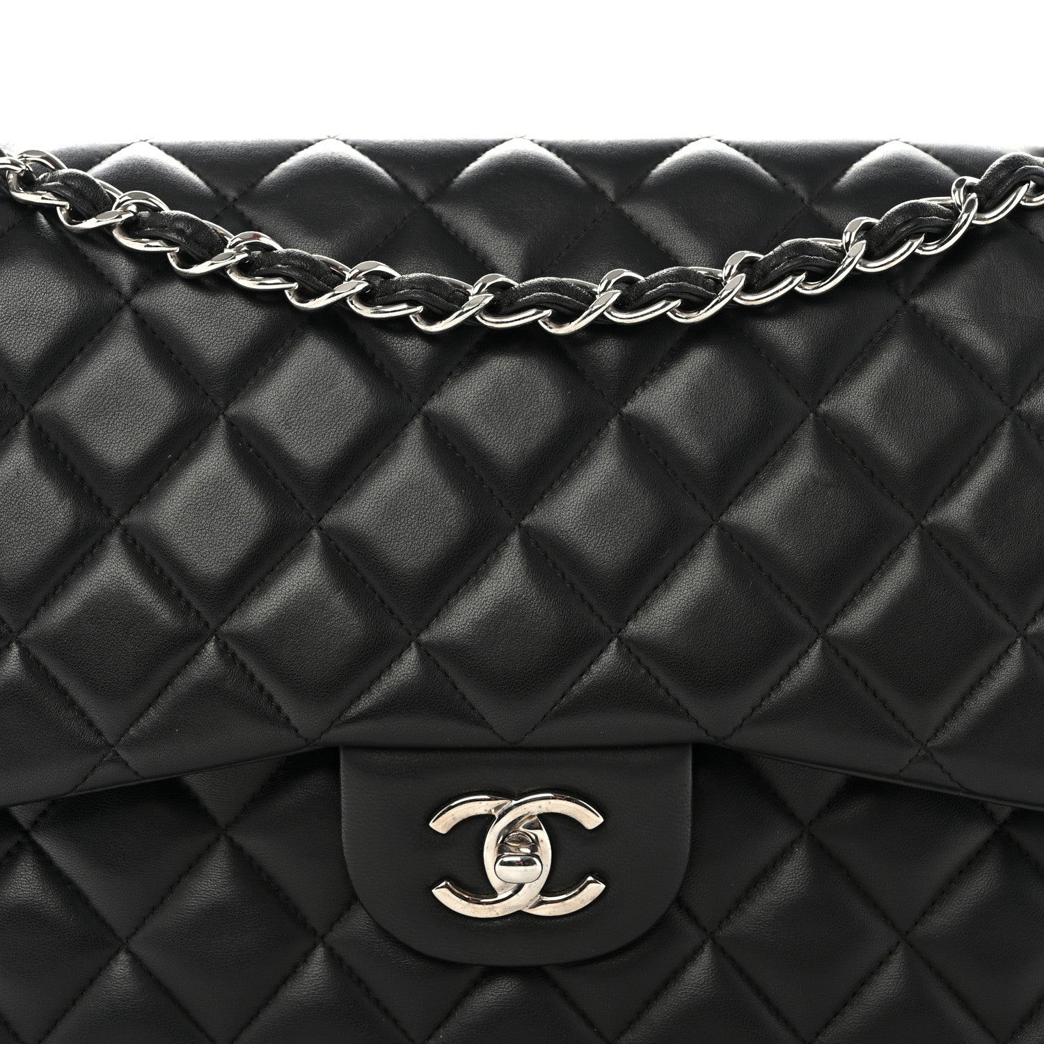 Chanel Lambskin Quilted Jumbo Double Flap Black 8 of 11