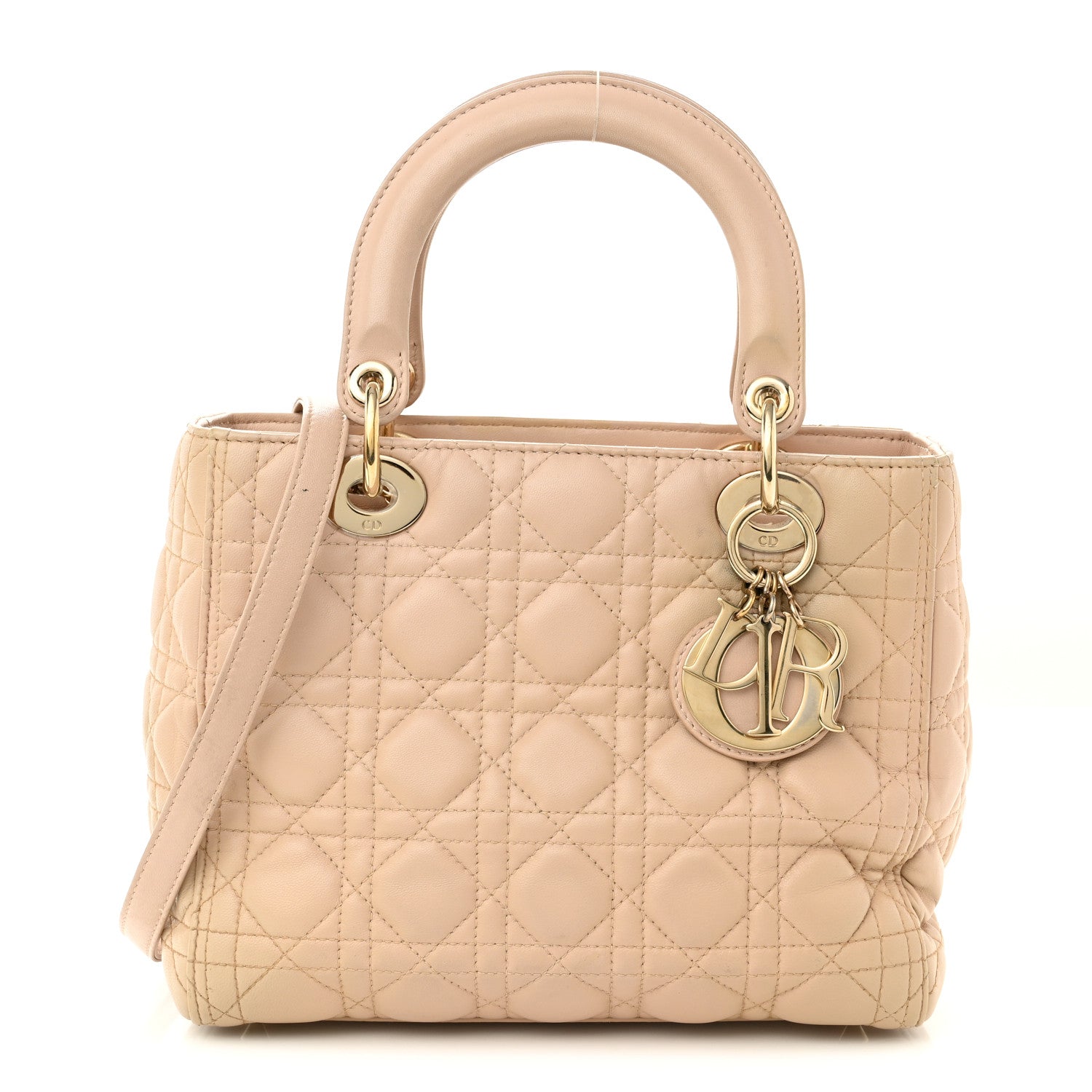 Christian Dior Lambskin Cannage Medium Lady Dior Beige 1 of 11