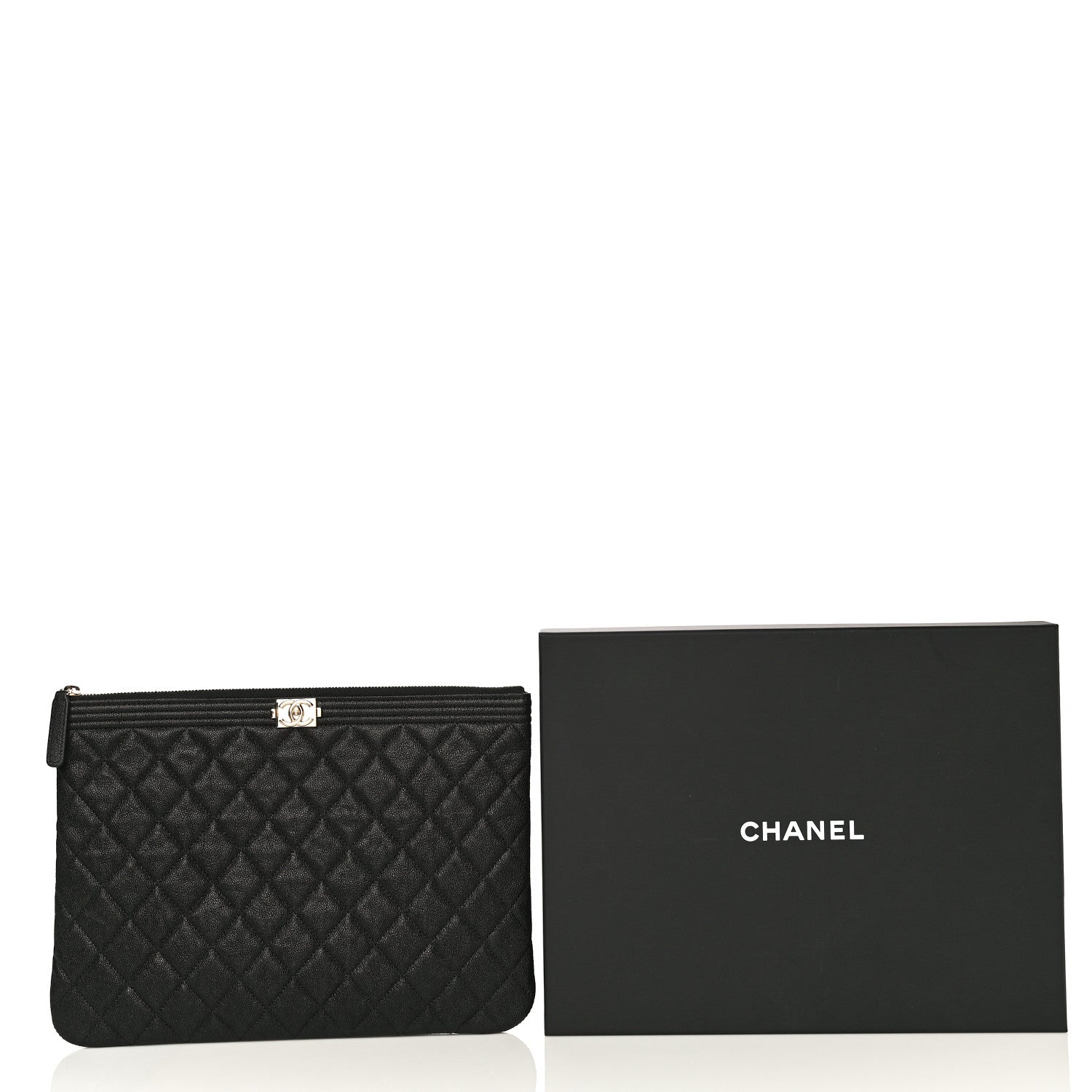 Chanel Caviar Quilted Medium Boy Cosmetic Case Black 11 of 11