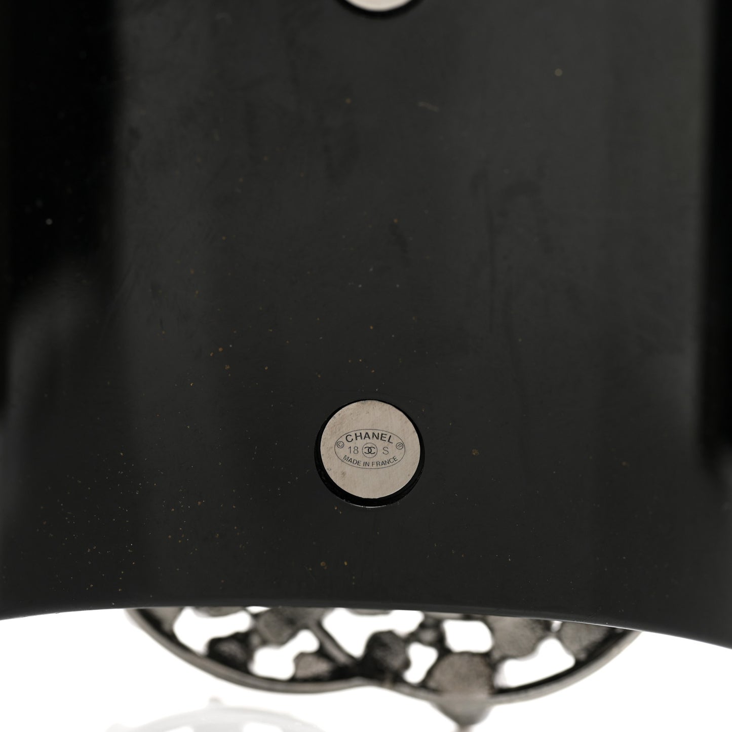 Resin Crystal Camellia CC Cuff Black