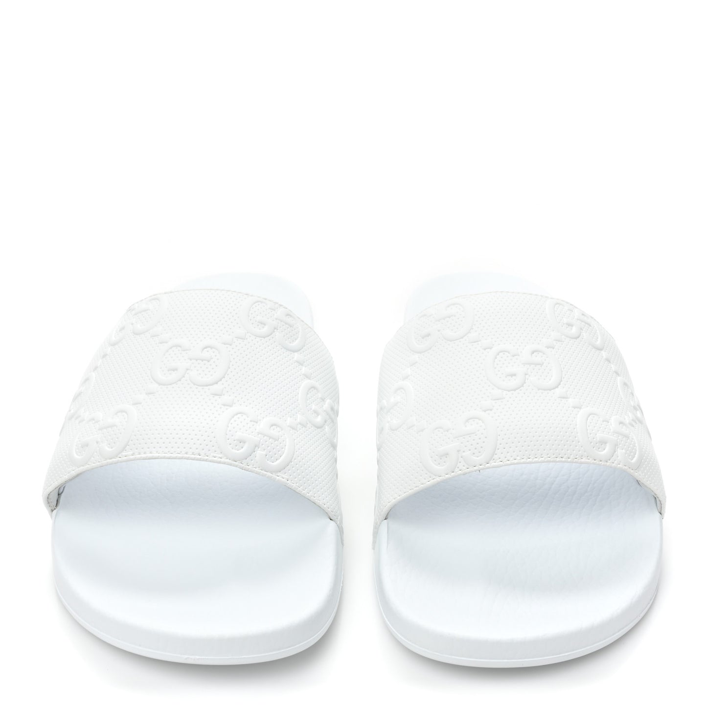 Rubber GG Monogram Mens Slide Sandals 10 White