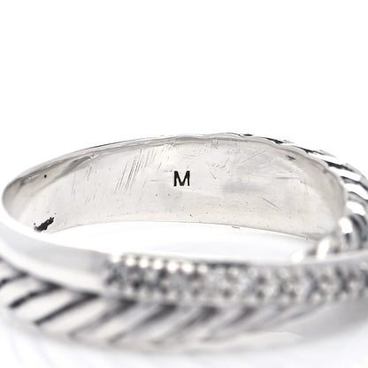 David Yurman Sterling Silver Diamond 5mm Crossover Ring 55 7.25 5 of 5