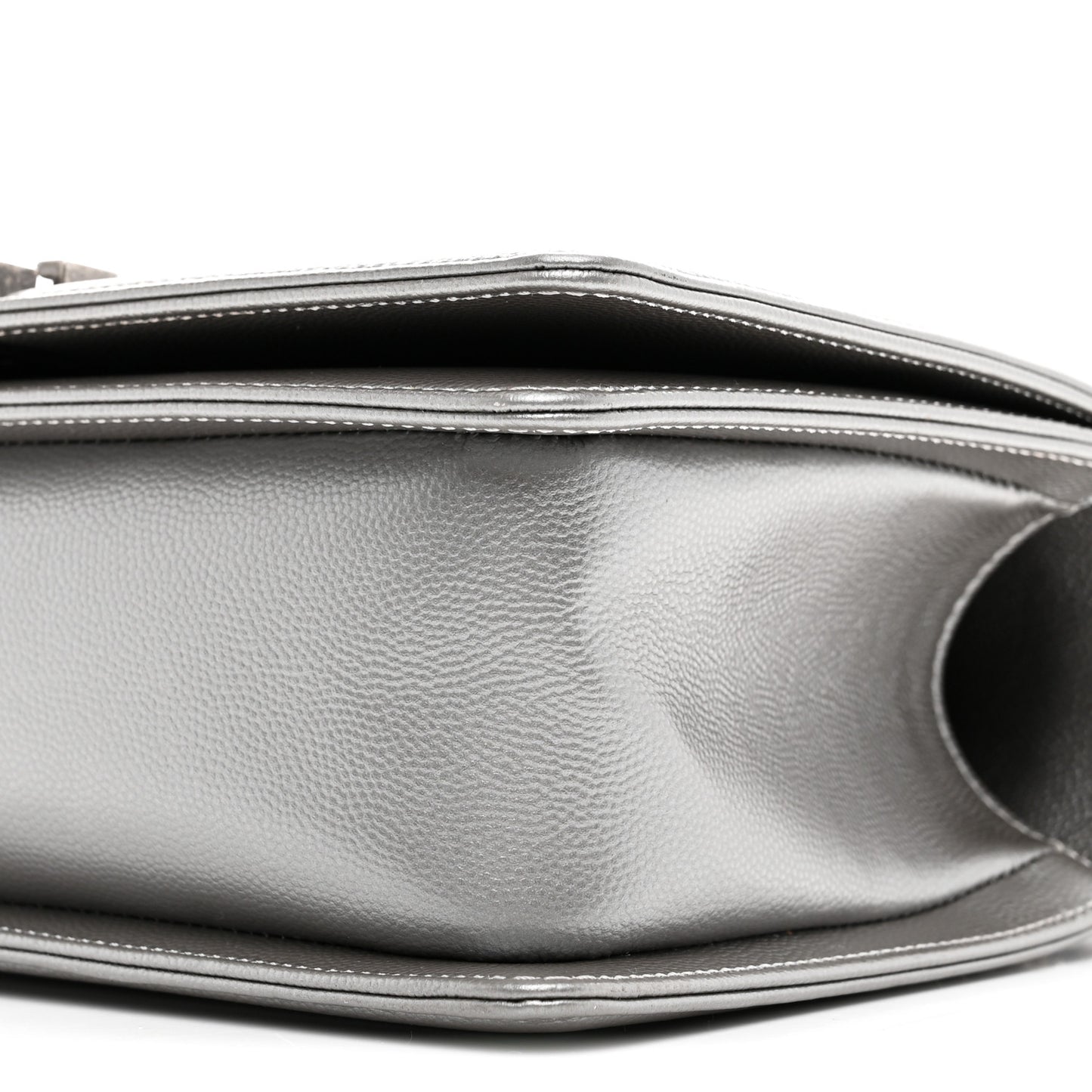 Metallic Caviar Quilted Medium Boy Flap Silver