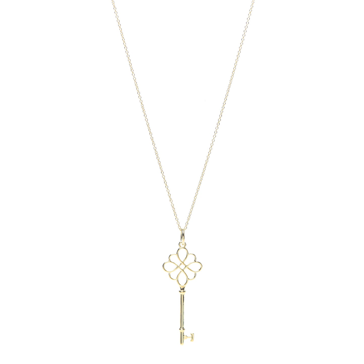 18K Yellow Gold Knot Key Pendant Necklace