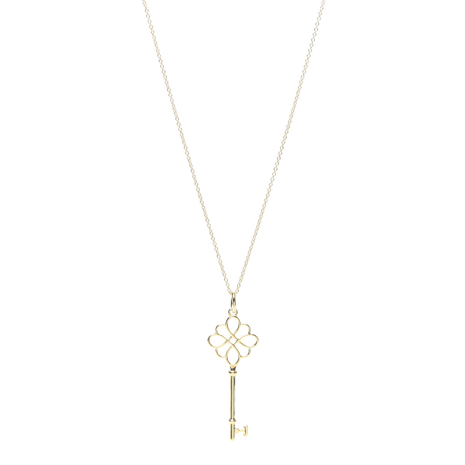 Tiffany 18K Yellow Gold Knot Key Pendant Necklace 1 of 5