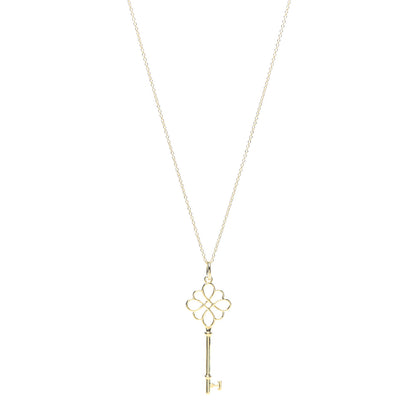 Tiffany 18K Yellow Gold Knot Key Pendant Necklace 1 of 5