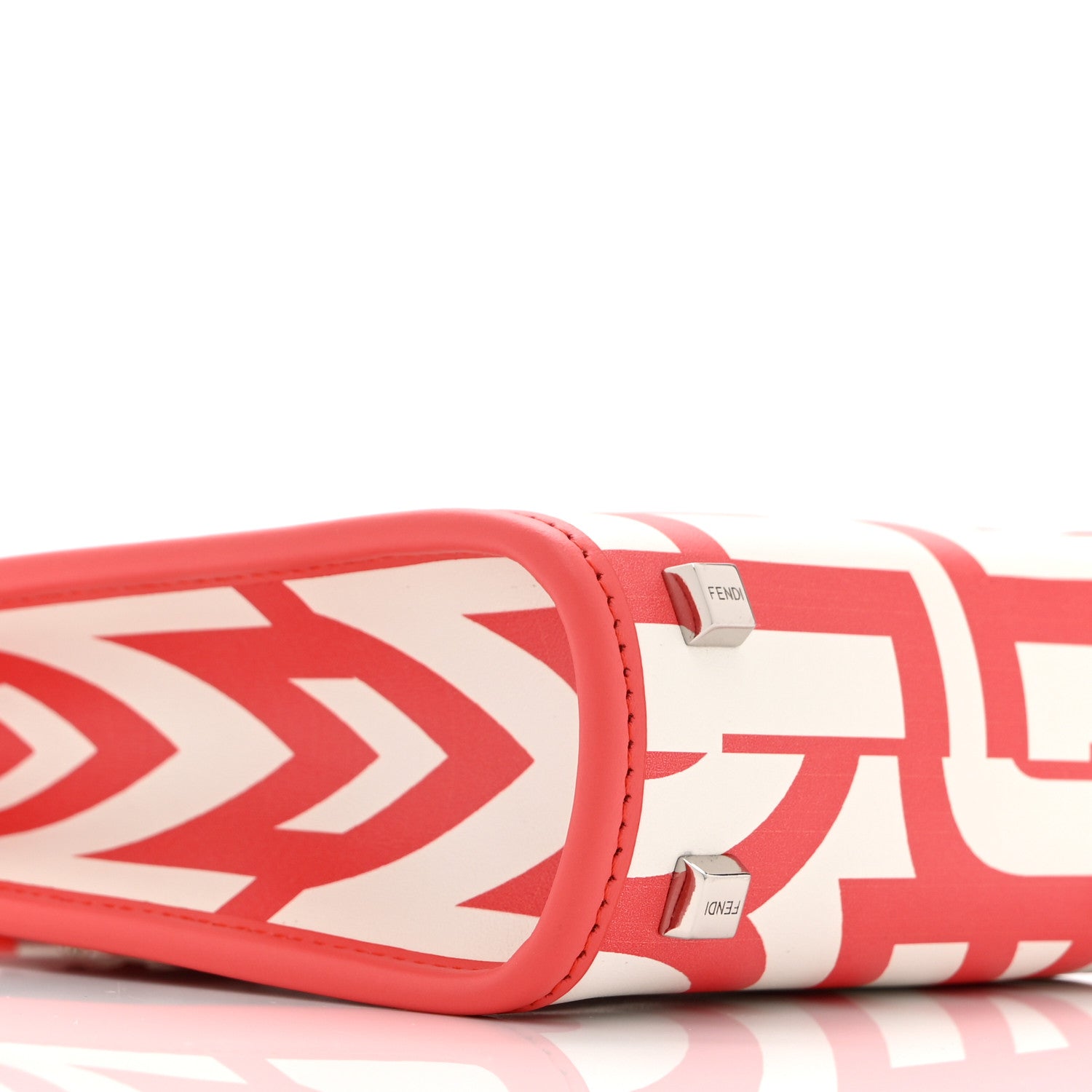 Fendi X MARC JACOBS Vitello King Plexiglass Logo Print Mini Fendi Sunshine Shopper Tote Coral  White 9 of 10