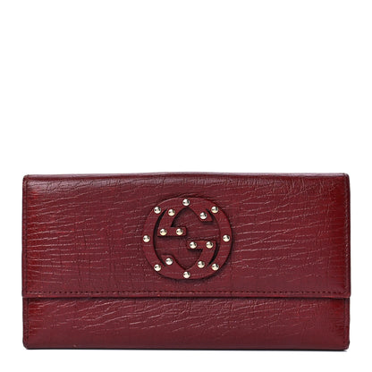 Gucci Calfskin Studded Soho Continental Wallet Red 1 of 13