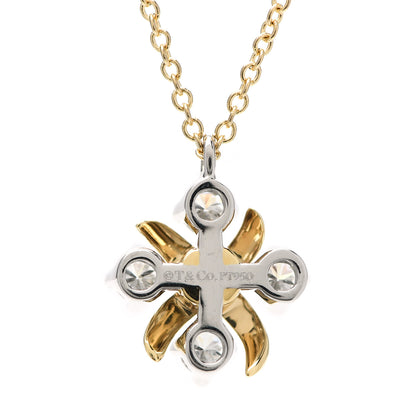 Tiffany Platinum 18K Yellow Gold Diamond Schlumberger Lynn Pendant Necklace 4 of 5