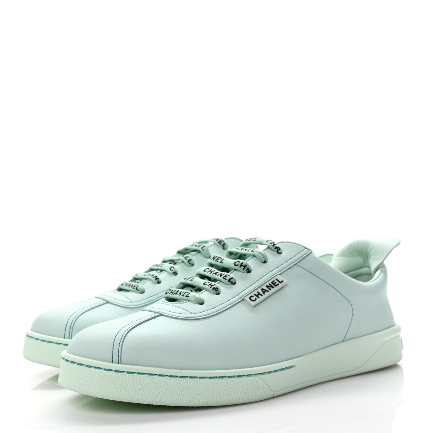 Calfskin CC Womens Weekender Lace Up Sneakers 40 Light Green