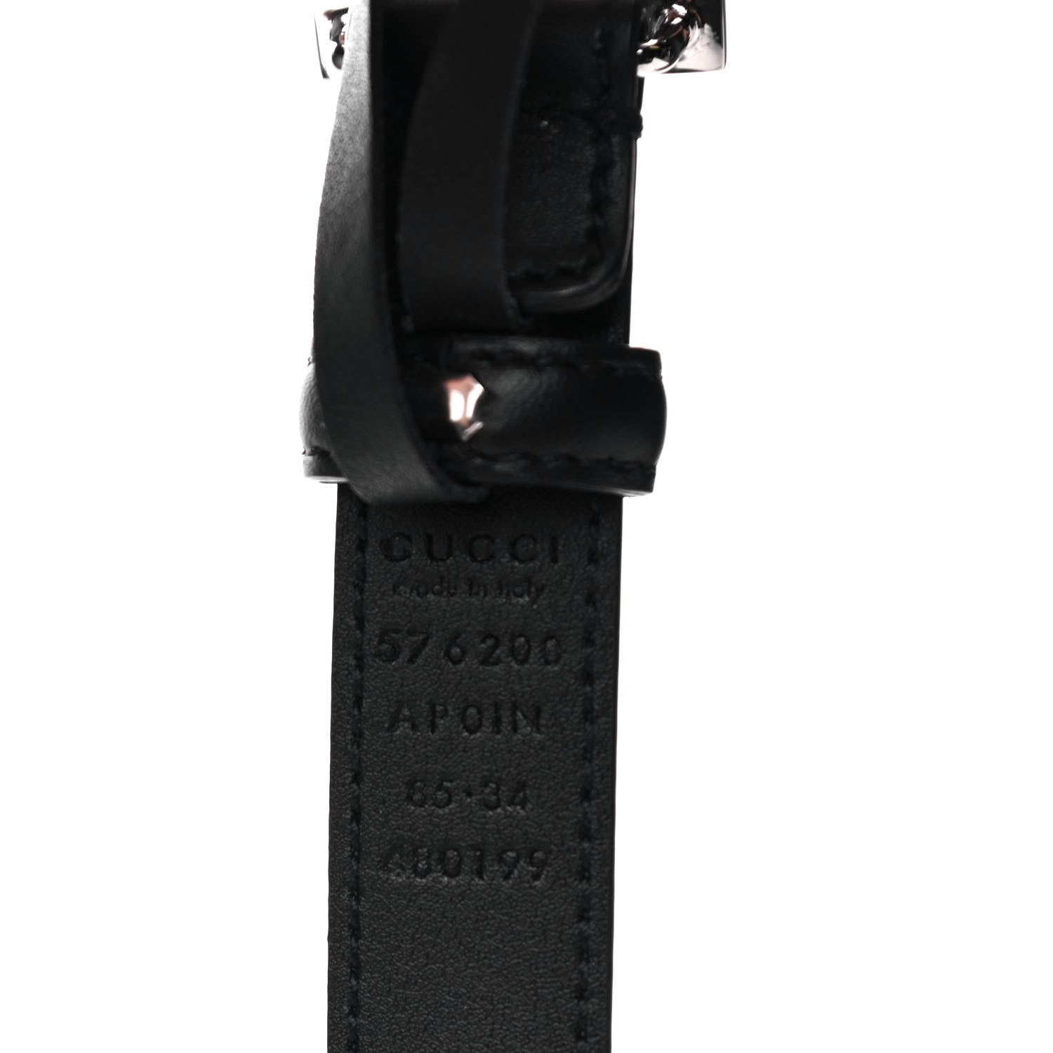 Gucci Moon Calfskin Crystal Square G Madelyn 20mm Belt 85 34 Black 4 of 5