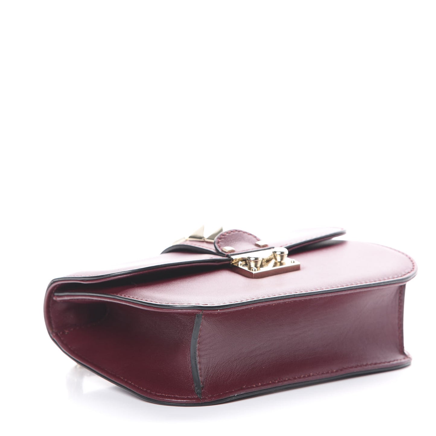 Vitello Small Glam Lock Rockstud Flap Rubin